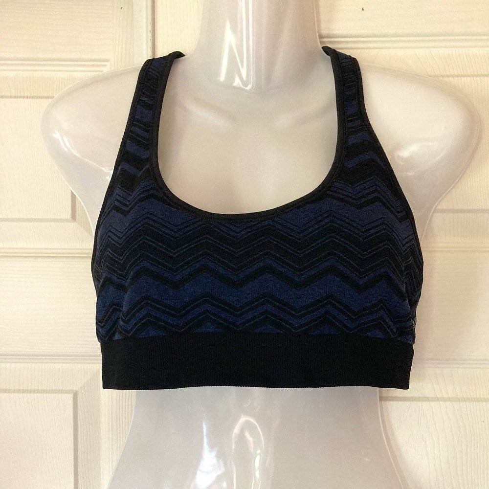 Lululemon Sports Bra Women's Racerback Reversible Geometric Print Black Navy